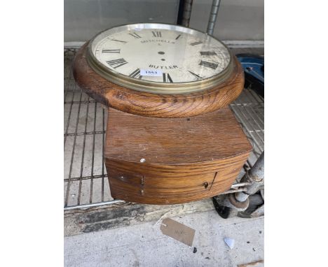 A VINTAGE OAK CASED MITCHELLS &amp; BUTLER WALL CLOCK