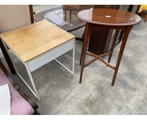AN OVAL MAHOGANY CENTRE TABLE AND A LAMP TABLE