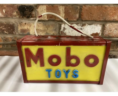 A MOBO TOYS ILLUMINATED SIGN, HEIGHT 18CM, WIDTH 33CM, DEPTH 10CM