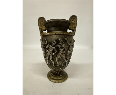 A NEOCLASSICAL STYLE AMPHORA BRASS AND WHITE METAL URN AFTER THE TOWNLEY VASE