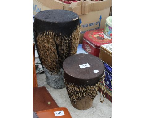 TWO VINTAGE BONGO DRUMS