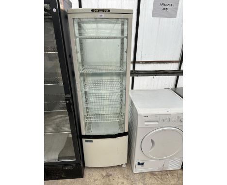 A WHITE GLASS FRONTED SHOP DISPLAY FRIDGE