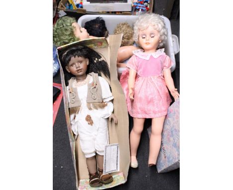 SIX VINTAGE DOLLS PLUS THE KNIGHTSBRIDGE COLLECTION, LIMITED EDITION PORCELAIN DOLL 'JULIE