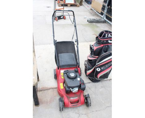 A MOUNTFIELD SP414 PETROL ROTARY LAWN MOWER WITH GRASS BOX