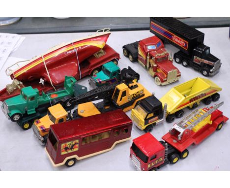 SEVEN TIN PLATE TONKA AND BUDDY L AMERICAN TRUCKS