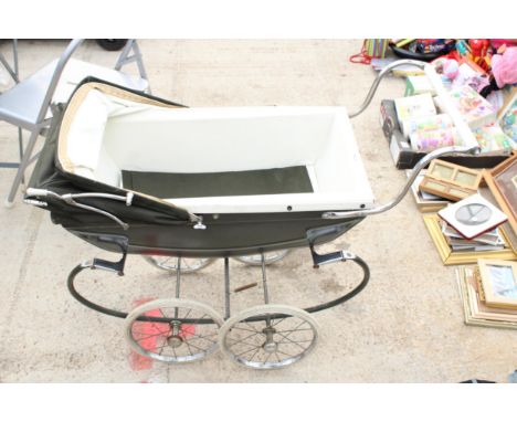 A VINTAGE SILVER CROSS PRAM