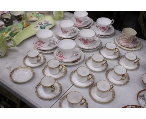 A QUANTITY OF VINTAGE TEAWARE TO INCLUDE BISTO, ENGLAND CUPS AND SAUCERS PLUS SIX ROYAL ASCOT TRIOS