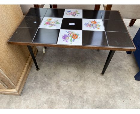 A RETR TILED TOP COFFEE TABLE, 31" X 19"