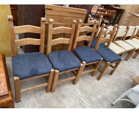 A PINE DRESSING TABLE AND FOUR LADDER BACK CHAIRS