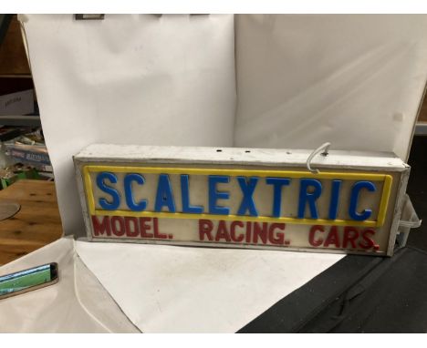 A SCALEXTRIC MODEL RACING CARS ILLUMINATED SIGN L=76CM H=10CM D=24CM