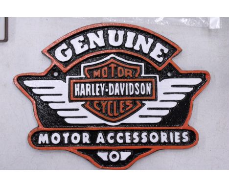 A CAST HARLEY-DAVIDSON MOTORCYLE SIGN