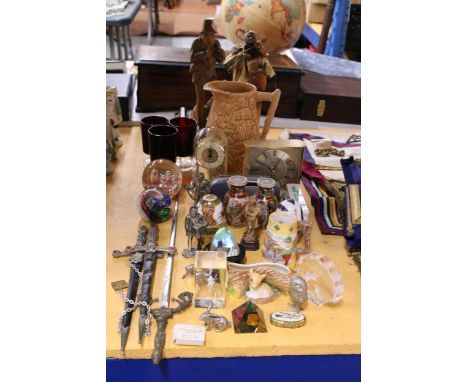 A MIXED LOT OF COLLECTABLES TO INCLUDE A BURLEIGH WARE THE RUNAWAY MARRIAGE BY THE BLACKSMITH OF GRETNA GREEN LARGE JUG, PAPE