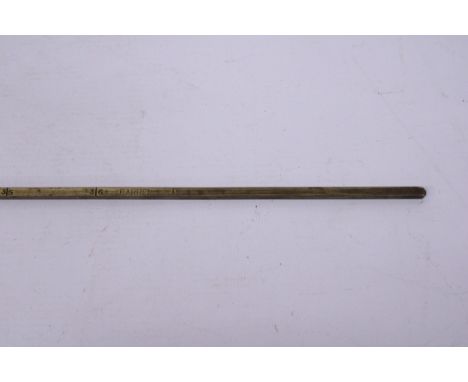 A COLLECTABLE SOLID BRASS VICTORIAN MEASURE STICK FOR HOGSHEAD &amp; FIRKINS, ETC., - LENGTH - 30 INCH