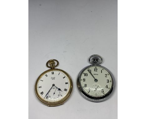 TWO POCKET WATCHES TO INCLUDE A SMITHS WITH WHITE ENAMEL FACE AND SUB DIAL AND A GOLD PLATED LIMIT NO.22 WITH ENAMEL FACE (GL