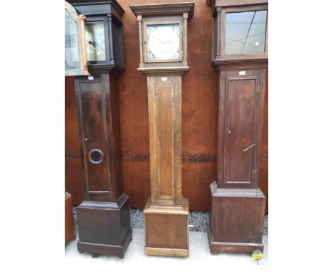 A MODERN THIRTY HOUR LONGCASE CLOCK WITH SQUARE BRASS DIAL STAMPED WESTERN GERMANY