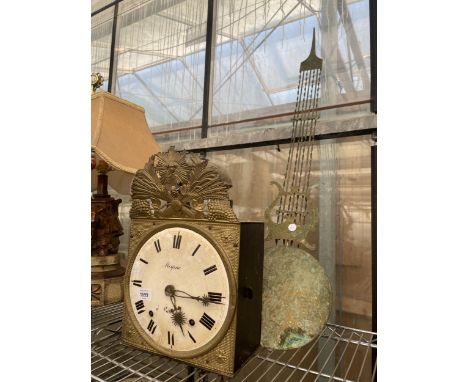 A MEYRAC LONGCASE CLOCK FACE AND PENDULUM