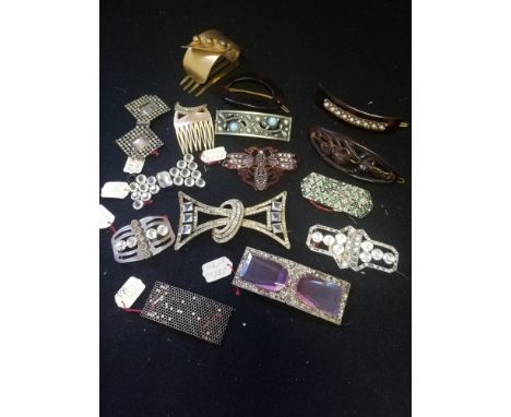 7 vintage hair decoration t/w 8 antique buckles