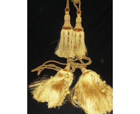 4 gold embellished curtain tie backs - tassels are 15" long overall length 34" 