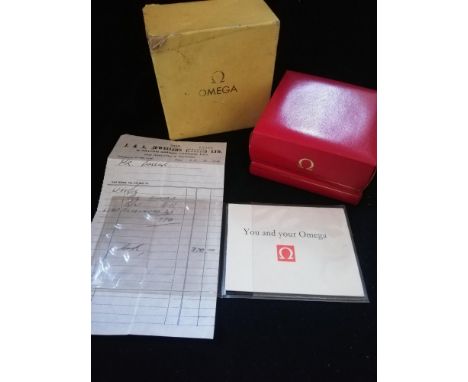Vintage red omega box, outer box &amp; pamphlet