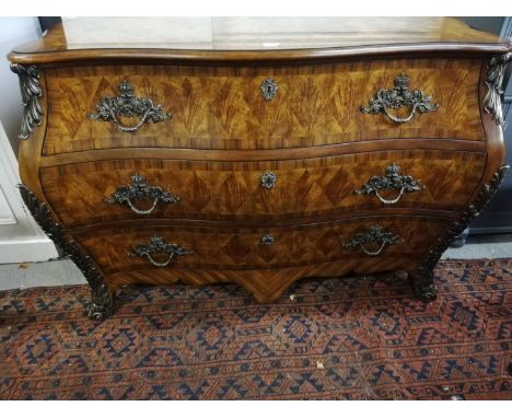 Bombay shaped burrwood & ormolu mounted commode chest by Theodore Alexander for Brights of Nettlebed-45" wide 27" deep 33" hi