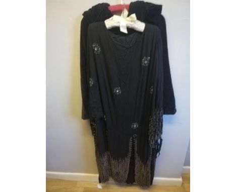 Victorian velvet cloak t/w a long beaded dress 