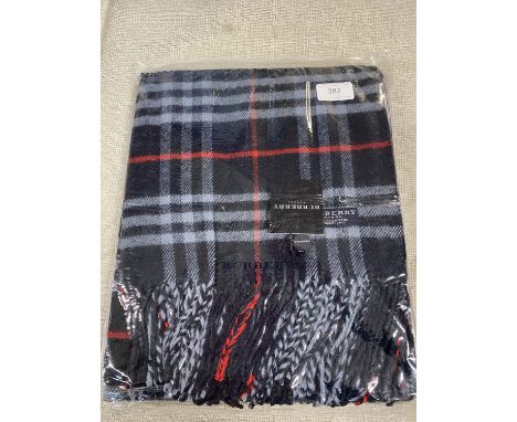 A new with tags Burberry 100% lambs wool Navy shawl 206 x 70cm 