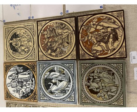 A selection of six antique Mintons ceramic tiles depicting Shakespeare's plays 
