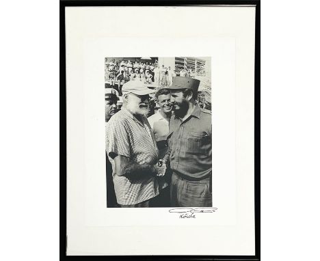 ALBERTO KORDA (Cuban photographer 1928-2001) 'Fidel and Hemingway', gelatin silver print signed and studio stamped, 42cm x 32