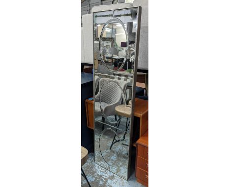 ARCHITECTURAL WALL MIRROR, rectangular, with oval panels, silvered frame, 168cm H x 48cm W. 