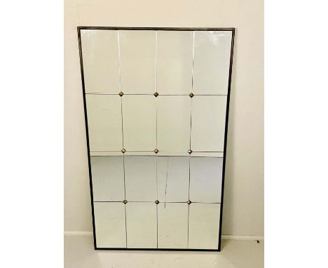 ARCHITECTURAL WALL MIRROR, 120cm high, 70cm wide, segmented plate, gilt stud detail. 