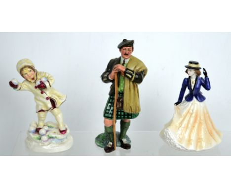 A Royal Doulton figurine HN 2361 'The Laird', two Royal Worcester figurines 'Annabel', and 'December' (3).