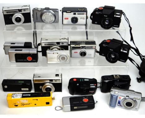 A selection of 35mm compact cameras to include Agfa Optima, Nikon Collpix, Canon, etc.