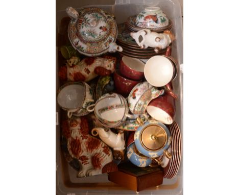 A quantity of ceramics to include a Chinese fine porcelain tea service, Gibsons blue and white and gilt-decorated teapot, lid