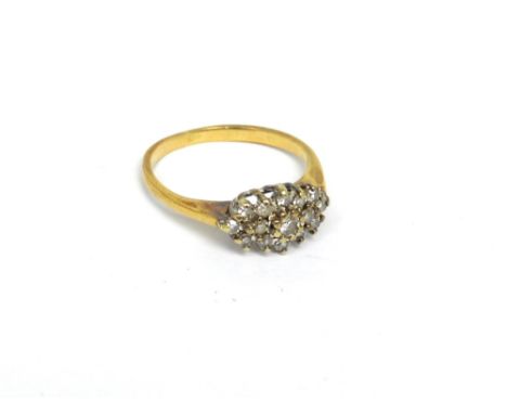 A 9ct yellow gold diamond cluster ring, size I 1/2, approx 1.9g