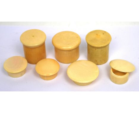 Seven late 19th-early 20th century trinket and patch pots, largest 3.54cm (7).