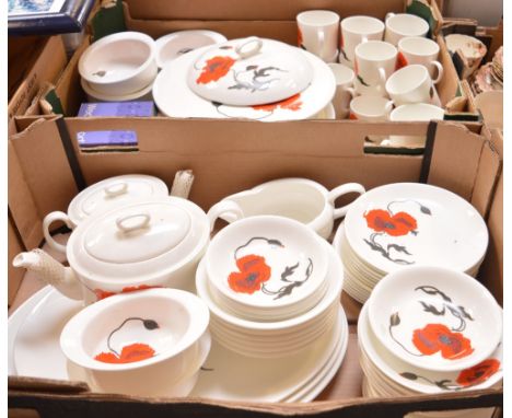 A quantity of Wedgwood Susie Cooper 'Corn Poppy' dinner service to include coffee cups and saucers, dinner plates, side plate