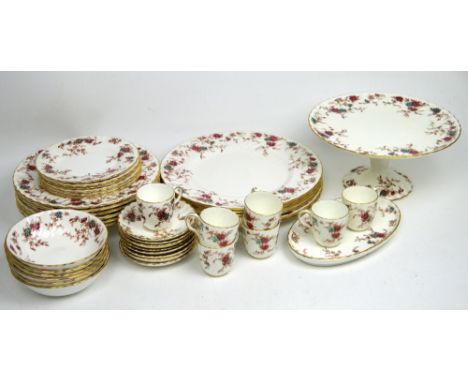 A Minton 'Ancestral' dinner service comprising six dinner plates, six soup bowls, six tea plates, six coffee cans and saucers