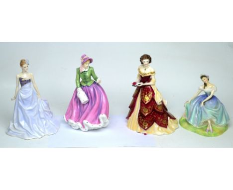 Two Royal Doulton figures; HN4232 'Specially for You', HN2139 'Giselle' and two Royal Worcester figures 'Isabelle', the offic