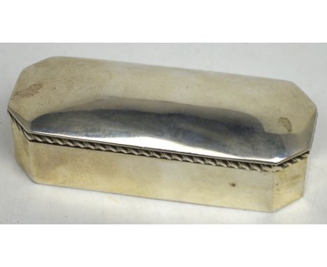 A Victorian hallmarked silver rectangular ring box with rope edge, inscribed to interior 'To Dear Nurse from Albert December 