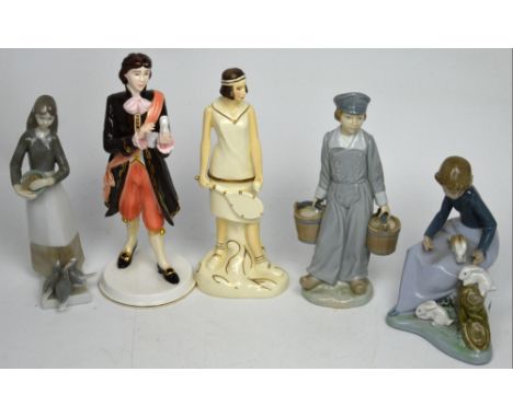 A quantity of figures to include a Royal Doulton HN3809, 'Emily', a limited edition Coalport 'Prince Charming' figure, 922/20