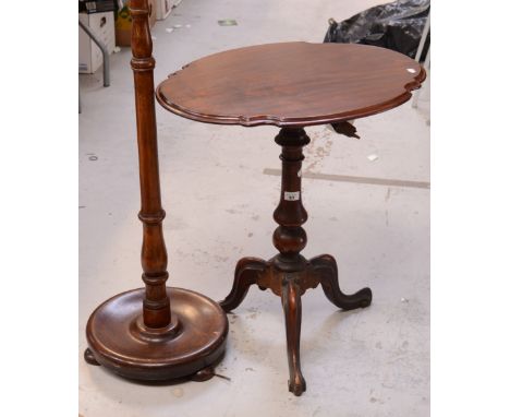 A late 19th century mahogany tilt-top occasional table, turned pedestal on outswept tripod feet and a mahogany standard lamp 