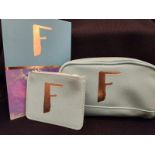 BEAUTIFUL SET OF 'F' NOTEBOOK, A MAKE-UP BAG AND A WALLET FOR COINS AND CARDS