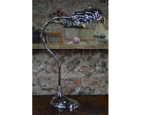 An Art Deco style electroplated desk-lamp with scalloped shade