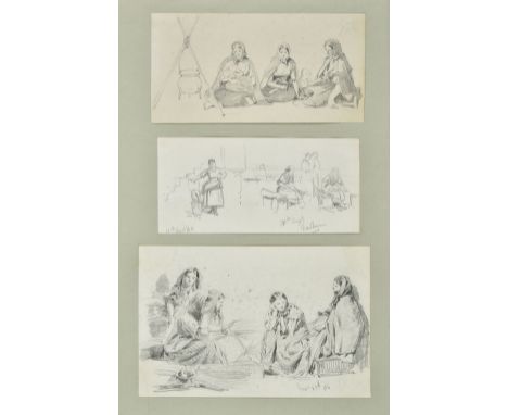 * English School. An album of pencil drawings, 1850-1885, 74 pencil drawings (a few with watercolour) on 25 leaves of thick c