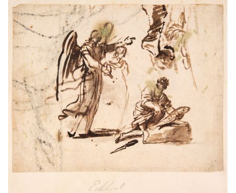 * Dutch School. Tobias and the Angel, first half 17th century, sepia pen &amp; ink sketch on laid paper, some soiling and mar