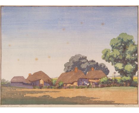 * Broad (Kenneth, 1889-1959). 'A Sussex Farm', colour woodcut, signed, titled and numbered 41/150 in pencil, a few light scat