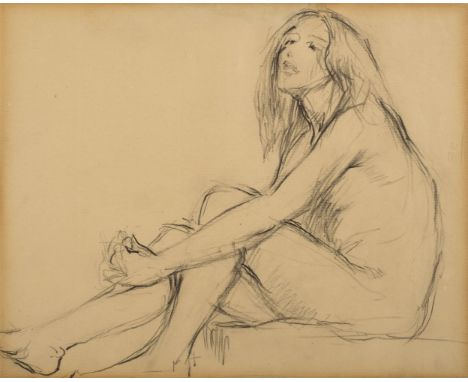 * John (Gwendolen, 1876-1939). Seated Nude, charcoal on cream laid paper, 21 x 26 cm (8.25 x 10.25 ins), light mount toning t