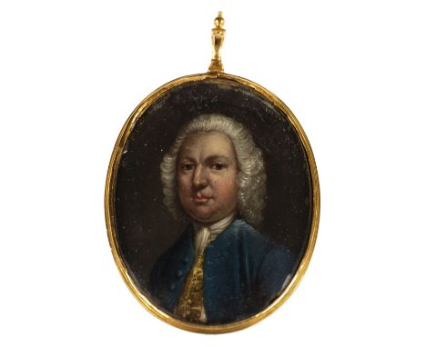 * English School. Portraits of Major John Bell and Captain Robert Bell, circa 1743, two oval portraits in oils, each depictin