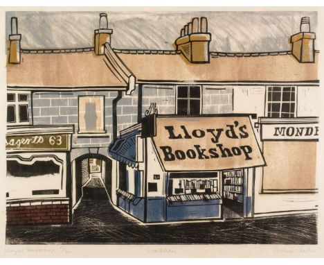ARR * Clarke (Graham, 1941-). Lloyds Bookshop, Wimbledon, 1964, colour linocut, signed, titled and numbered 17/20, plate size