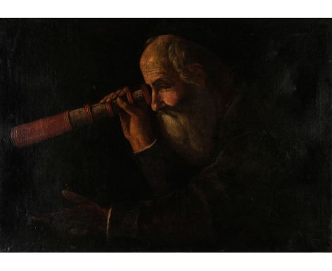 * Italian School. Portrait of an Astronomer, said to be Galileo, 17th century, oil on canvas, relined and restored, head and 
